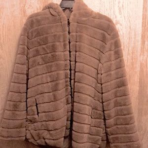 Faux Fur Soft Fuzzy Jacket Coat Hood Boutique